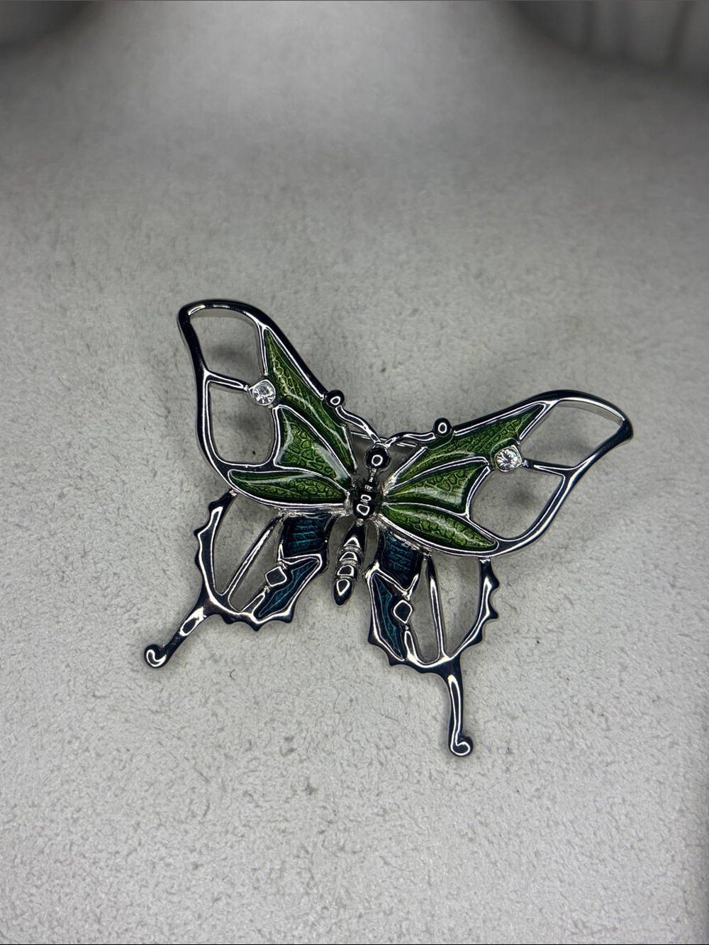 butterfly brooch silver and enamel